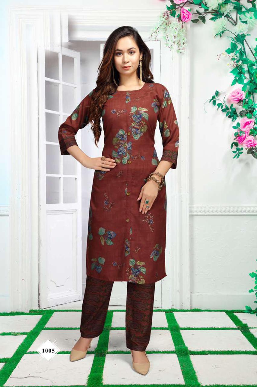 Beauty Queen Palak Casual Wear Printed Kurti With Bottom Collection
